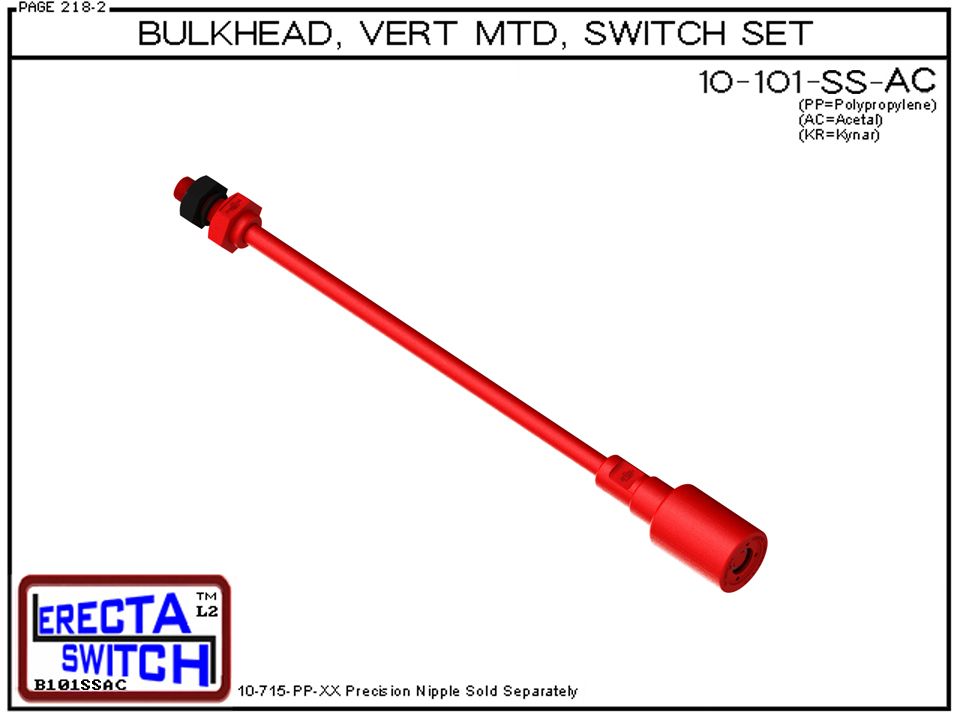 10-101-SS-AC 1/4" NPT Bulk Head Vertical Mounted Shielded Level Switch Set (Acetal) - Image 2