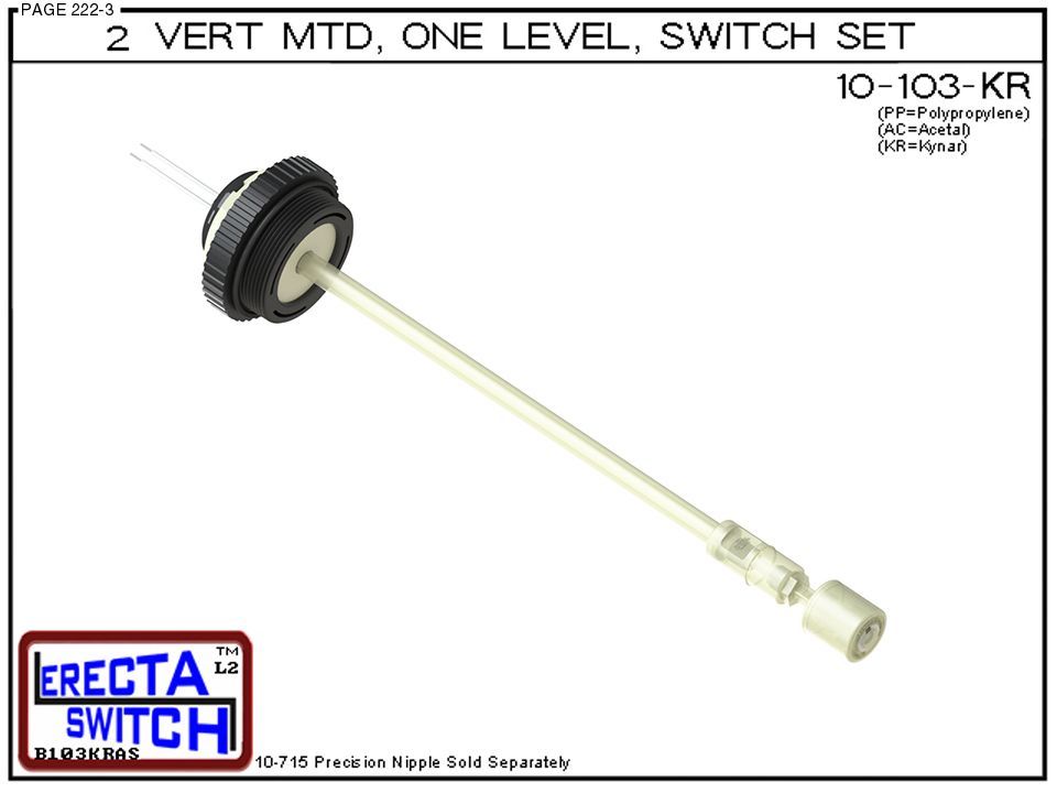10-103-KR 2" NPT Vertical Mounted One Level Extended Stem Level Switch Set (PVDF Kynar) - Image 2