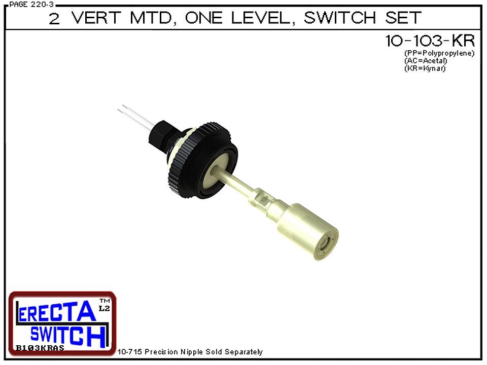 10-103-SS-KR 2" NPT Vertical Mounted One Level Extended Stem Shielded Level Switch Set (PVDF Kynar) - OEM 10 Pack - Image 2