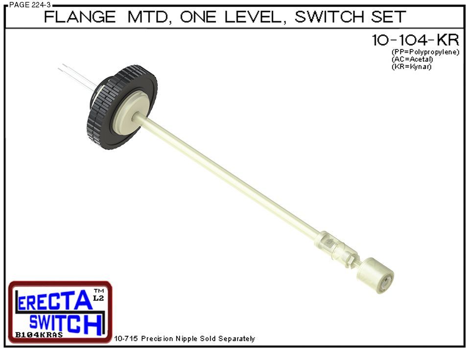 10-104-KR Flange Vertical Mounted One Level Level Switch Set (PVDF Kynar) - Image 2