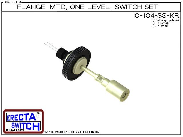 10-104-SS-KR Flange Vertical Mounted One Level Shielded Level Switch Set (PVDF Kynar) - Image 2