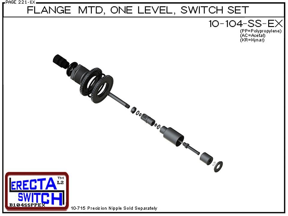 10-104-SS-PP Flange Vertical Mounted One Level Shielded Level Switch Set (Polypropylene) - OEM 10 Pack - Image 4