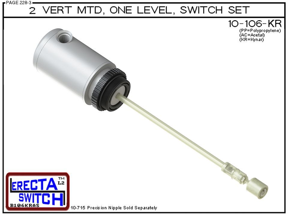 10-106-KR 2" NPT Relay Housing 1 Level Extended Stem Level Switch Set (PVDF Kynar) - OEM 10 Pack - Image 2