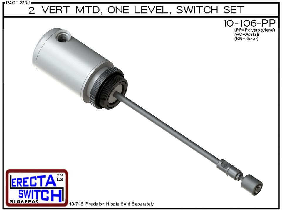 10-106-PP 2" NPT Relay Housing 1 Level Extended Stem Level Switch Set (Polypropylene) - Image 2