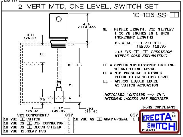10-106-SS-AC 2" NPT Relay Housing 1 Level Extended Stem Shielded Level Switch Set (Acetal) - Image 4