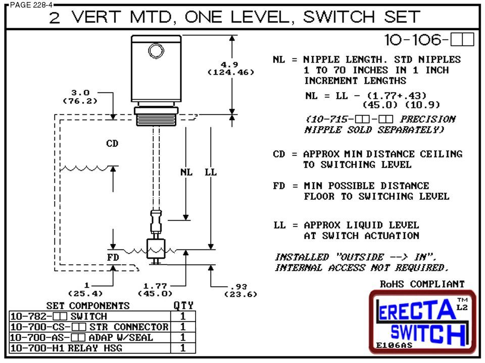 10-106-AC 2" NPT Relay Housing 1 Level Extended Stem Level Switch Set (Acetal) - Image 3