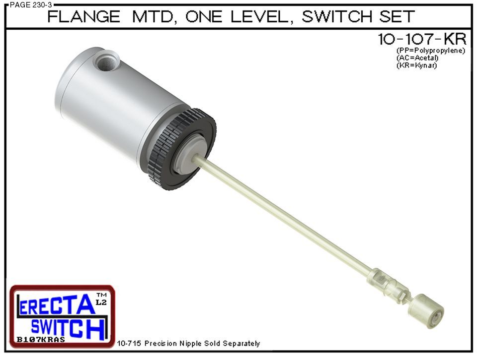 10-107-KR Flange Mounted Relay Housing 1 level Float Switch Set (PVDF Kynar) - OEM 10 Pack - Image 2