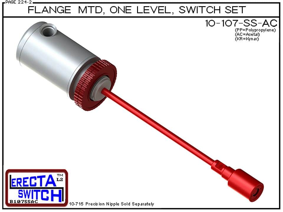 10-107-SS-AC Flange Mounted Relay Housing 1 Level Shielded Level Switch Set (Acetal) - Image 2