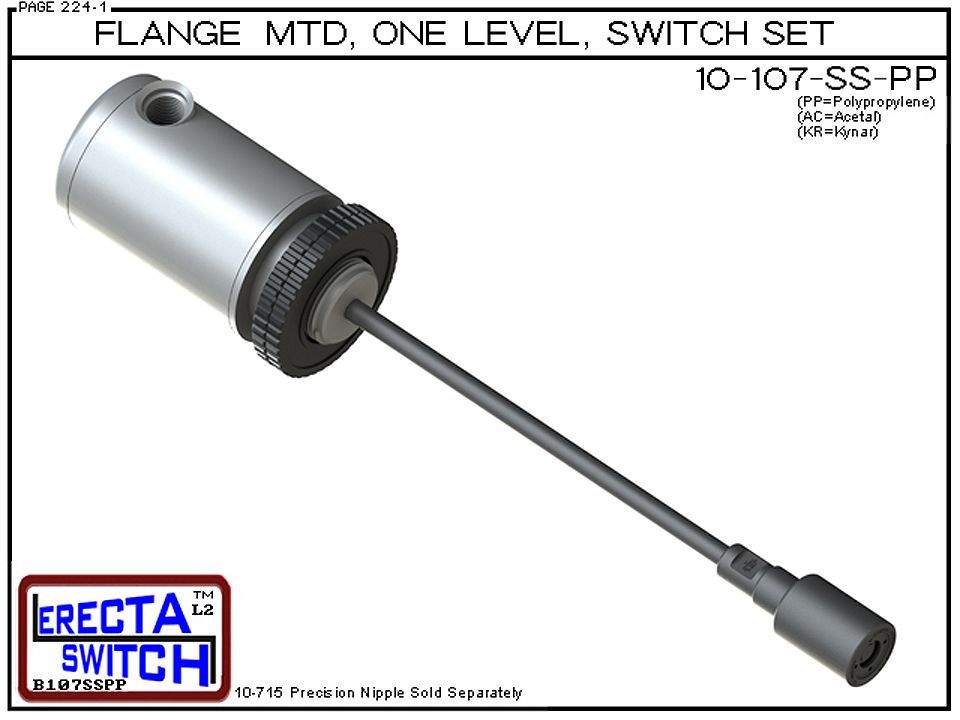10-107-SS-PP Flange Mtd Relay Housing 1 Lvl Ext Stem Shielded Lvl Sw Set (Polypro) - OEM 10 Pack - Image 2