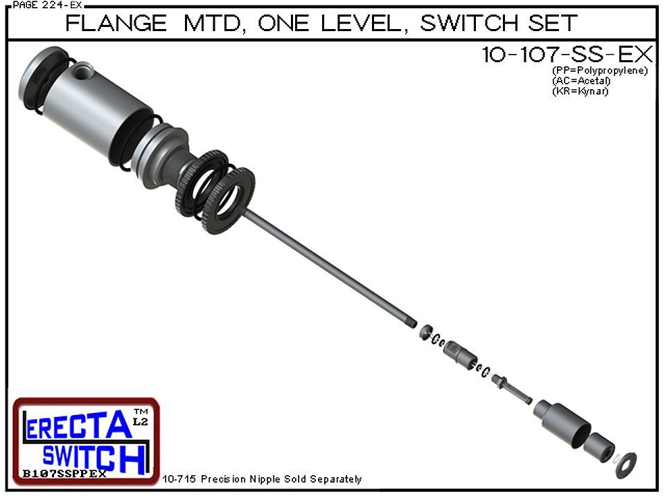 10-107-SS-AC Flange Mounted Relay Housing 1 Level Shielded Level Switch Set (Acetal) - Image 4