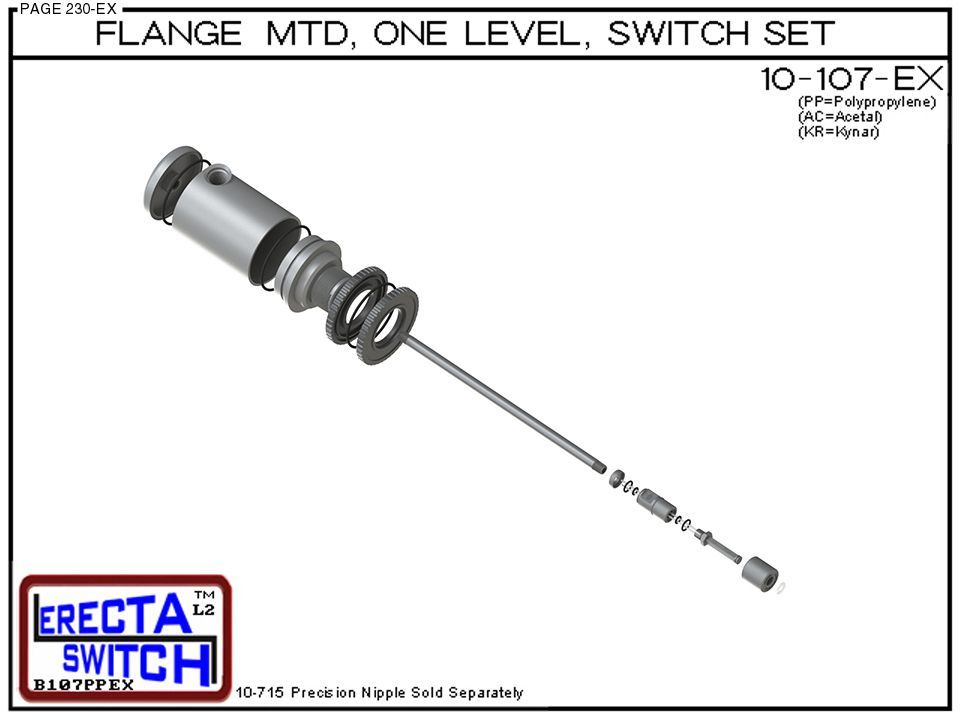 10-107-PP Flange Mounted Relay Housing 1 level Float Switch Set (Polypropylene) - OEM 10 Pack - Image 4