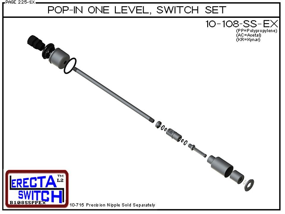 10-108-SS-AC Pop-In Mount 1 Level Shielded Float Switch Set (Acetal) - Image 4