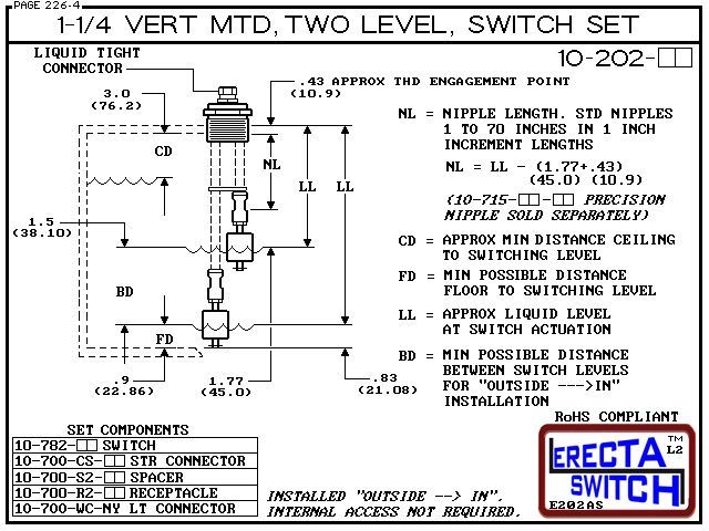 10-202-PP 1-1/4 Two Level Switch Set (Polypropylene) - OEM 10 Pack - Image 3