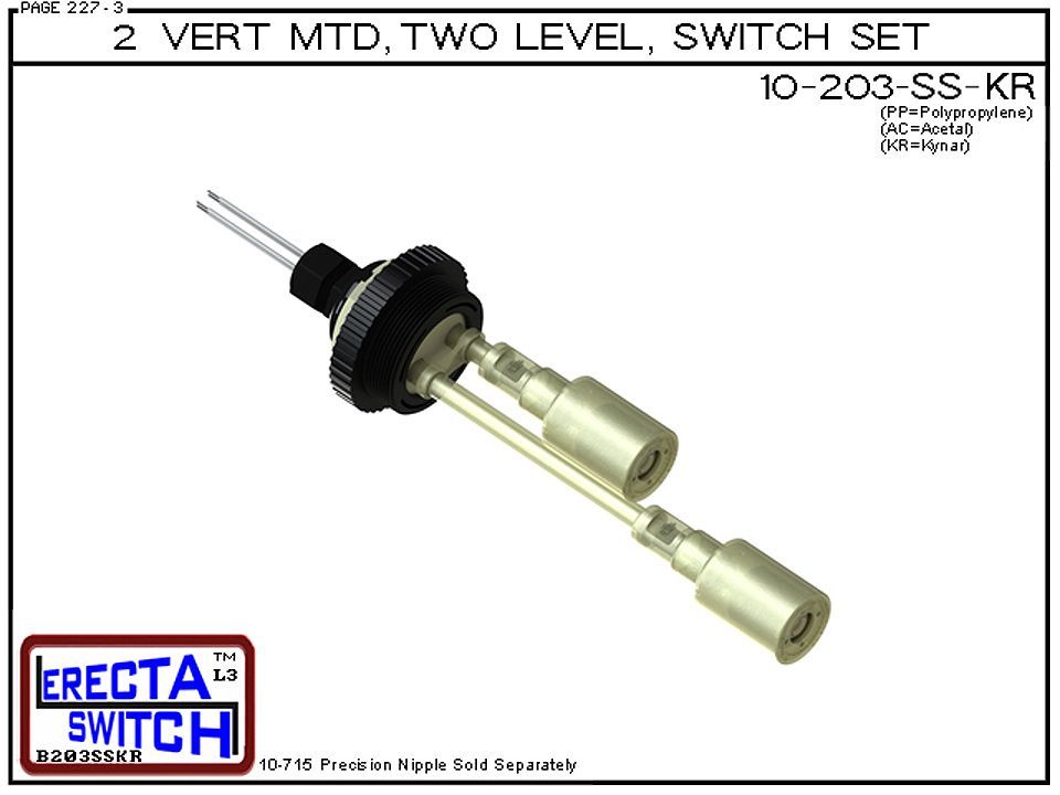 10-203-SS-KR 2" NPT Two Level Shielded Level Switch Set (PVDF Kynar) - Image 2
