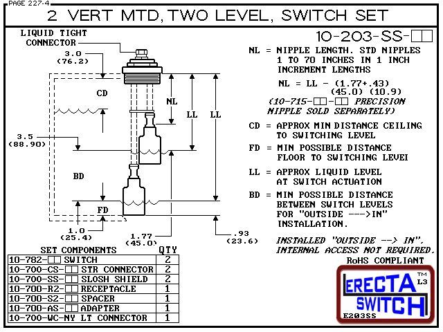 10-203-SS-AC 2" NPT Two Level Shielded Level Switch Set (Acetal) - OEM 10 Pack - Image 4