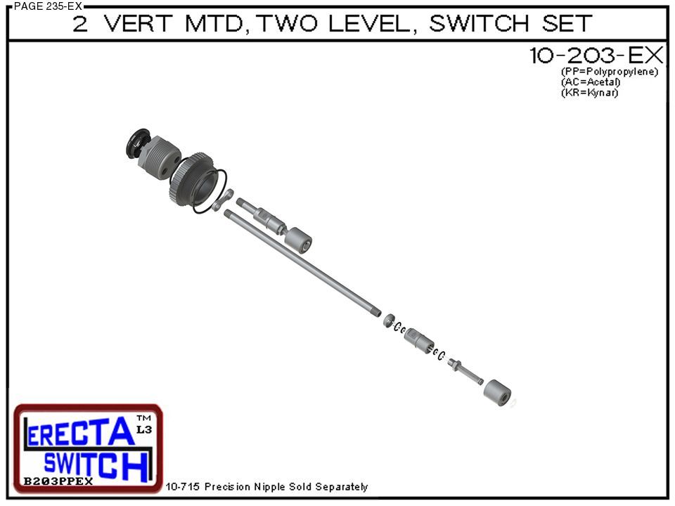 10-203-PP 2" NPT Two Level Float Switch Set (Polypropylene) - Image 4