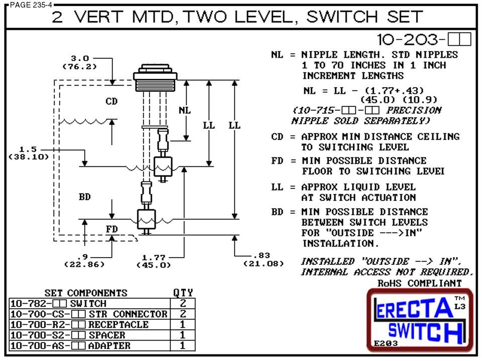 10-203-AC 2" NPT Two Level Float Switch Set (Acetal) - OEM 10 Pack - Image 3