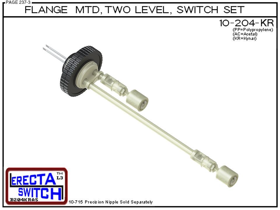 10-204-KR Flange Mounted Two Level Float Switch Set (PVDF Kynar) - OEM 10 Pack - Image 2