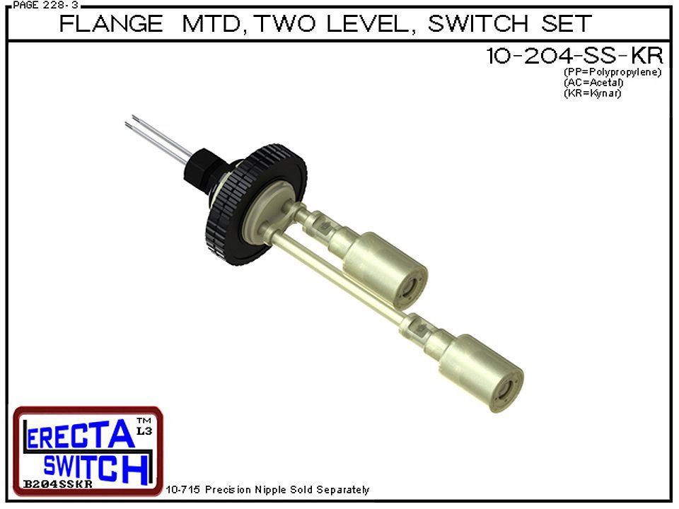 10-204-SS-KR Flange Mounted Two Level Shielded Float Switch Set (PVDF Kynar) - Image 2