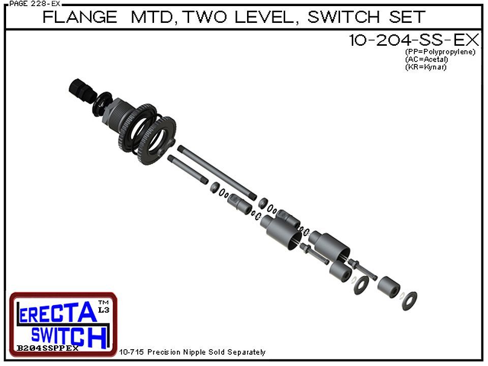 10-204-SS-KR Flange Mounted Two Level Shielded Float Switch Set (PVDF Kynar) - Image 4