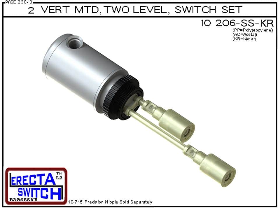 10-206-SS-KR 2" NPT Relay Housing 2 Level Shielded Drum Float Switch Set (PVDF Kynar) - OEM 10 Pack - Image 2