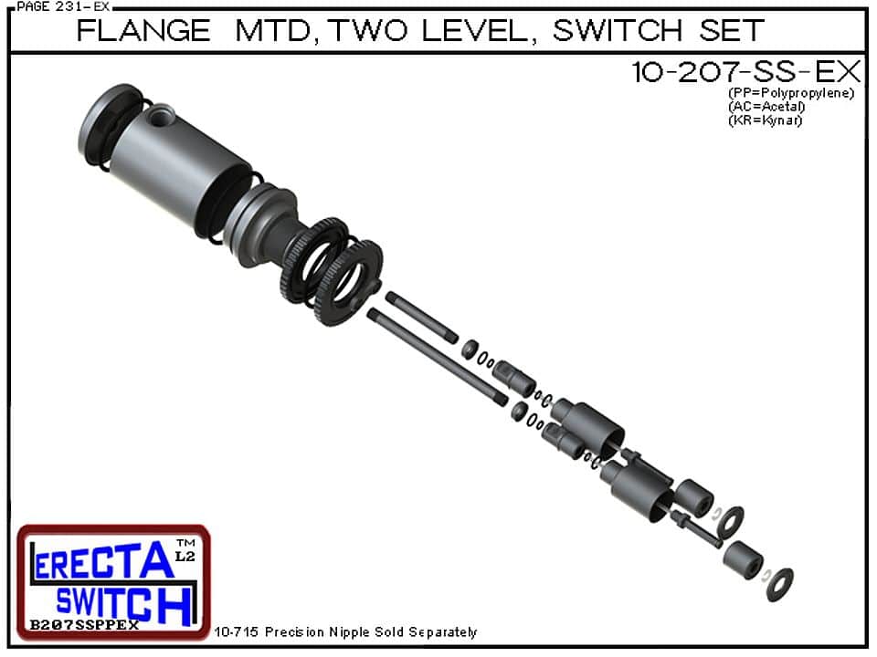 10-207-SS-KR Flange Mounted Relay Housing Shielded 2 Level Switch Set (PVDF Kynar) - Image 4