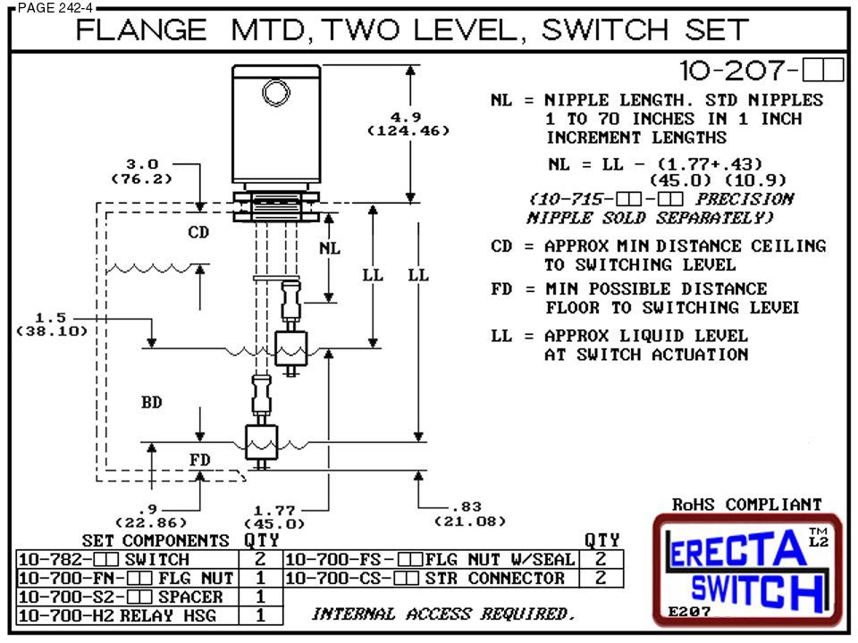 10-207-PP Flange Mounted Relay Housing 2 Level Switch Set (Polypropylene) - Image 3