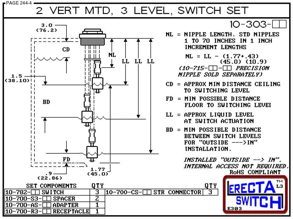 10-303-AC 2" NPT 3 Level Drum Float Switch Set (Acetal) - Image 3