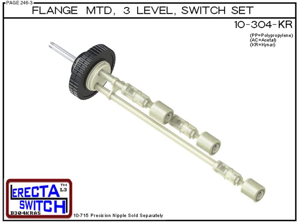 10-304-KR Flange Mounted 3 Level Switch Set (PVDF Kynar) - Image 2