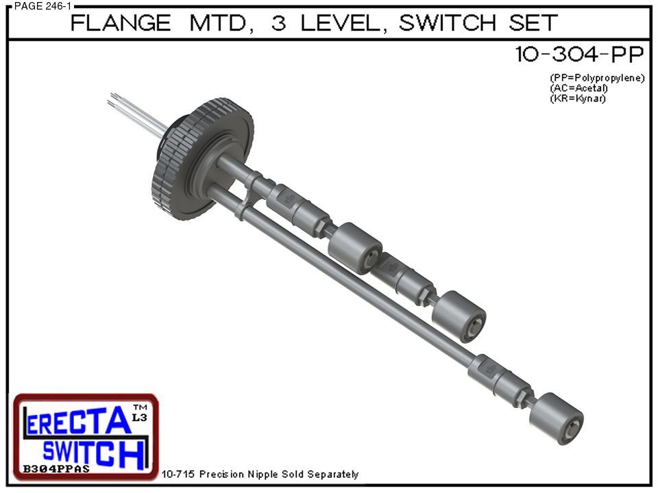 10-304-PP Flange Mounted 3 Level Switch Set (Polypropylene) - Image 2