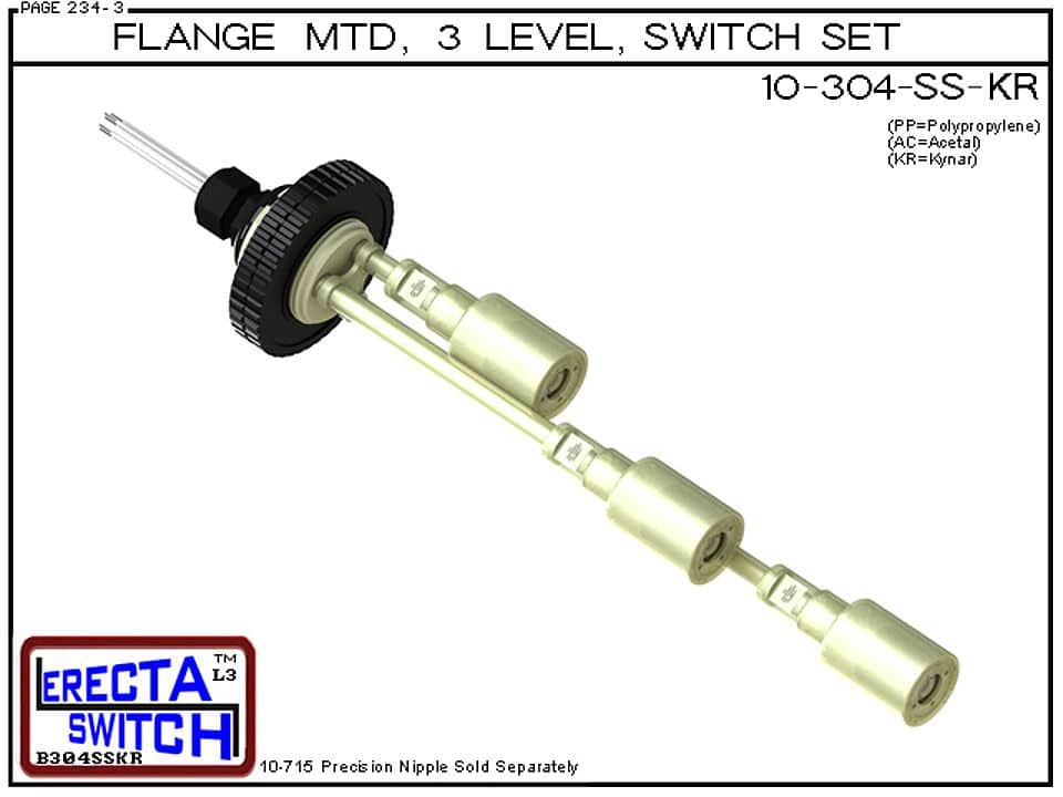 10-304-SS-KR Flange Mounted Shielded 3 Level Switch Set (PVDF Kynar) - Image 2