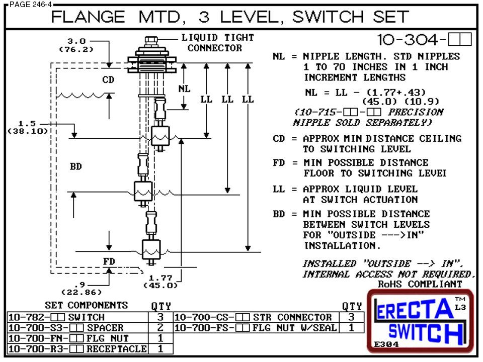 10-304-AC Flange Mounted 3 Level Switch Set (Acetal) - Image 3