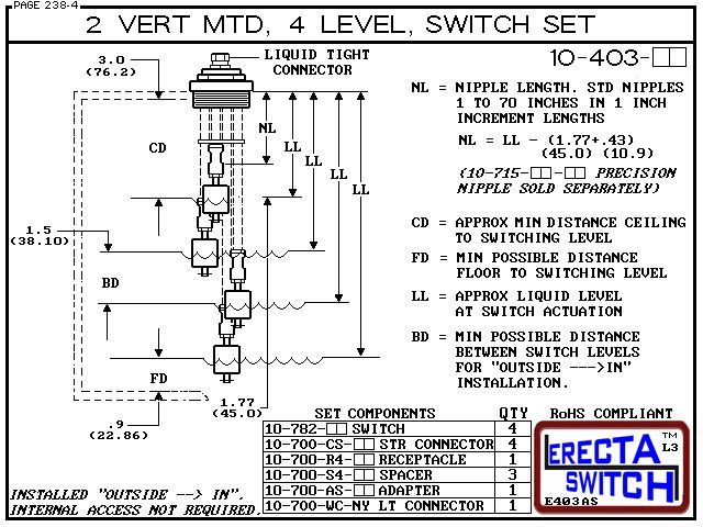 10-403-KR 2" MTD 4 Level Drum Level Switch Set - OEM 10 Pack - Image 3