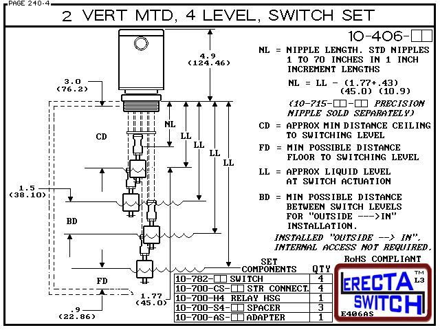 10-406-KR 2" NPT MTD 4 Level Drum Level Switch - OEM 10 Pack - Image 3