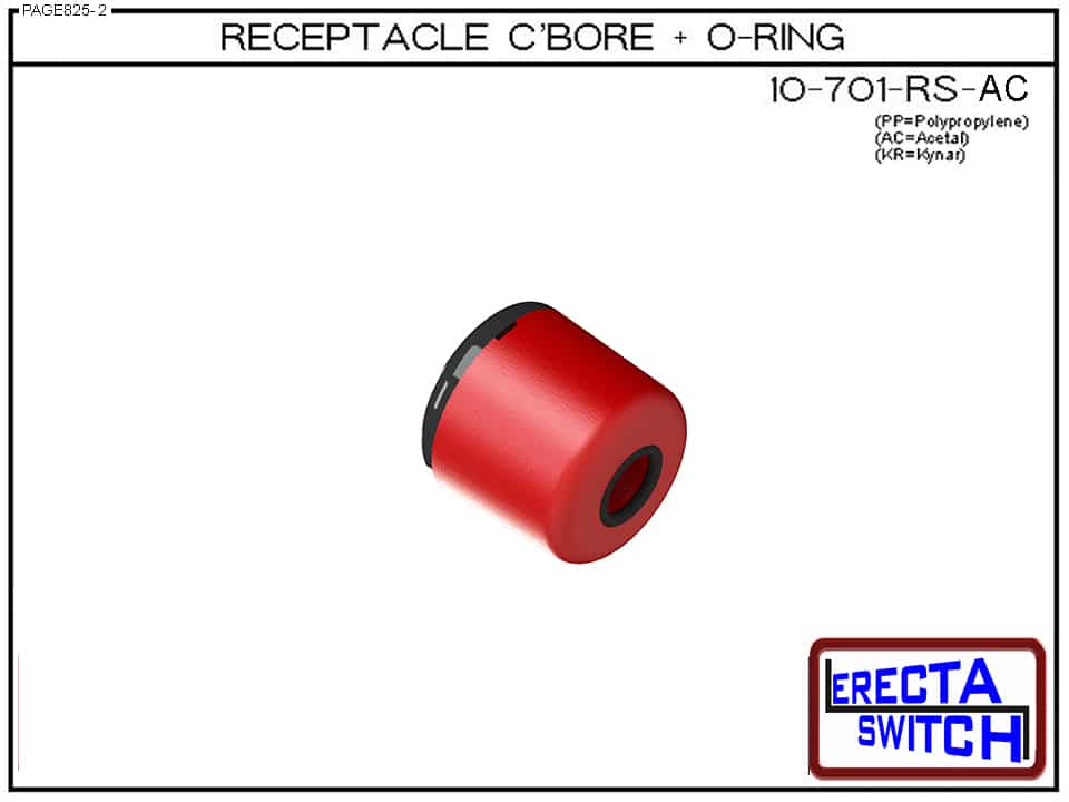 10-701-RS-AC Round Wiring Receptacle with C’bore + O ring Wiring. (Acetal) - 10 Pack - Image 2