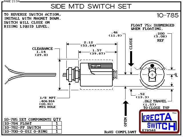 10-785 Side Mounted Level Switch Set (Polypropylene) - Image 3
