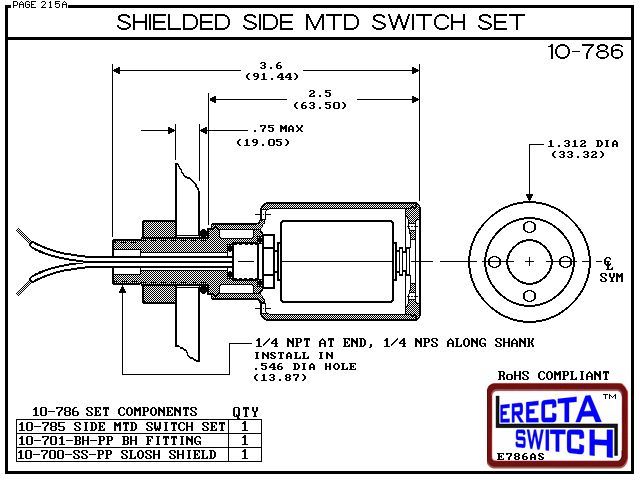 10-786 Shielded Side Mounted Level Switch Set (Polypropylene) - Image 3