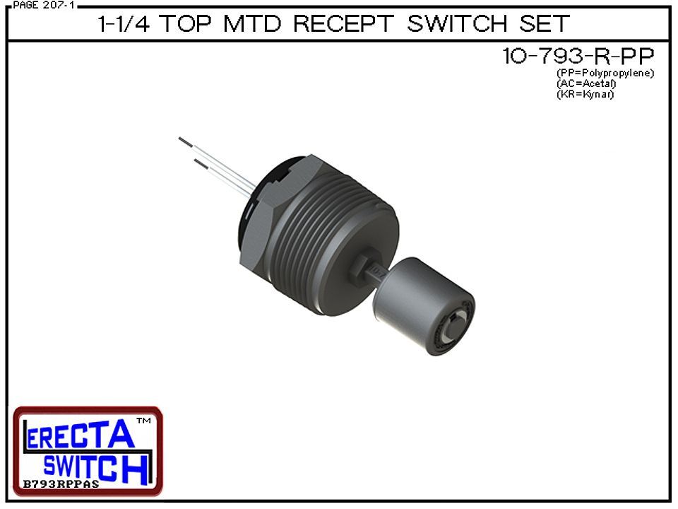 10-793-R-PP 1-1/4 Top MTD Recept Level Switch Set (Polypropylene) - Image 2