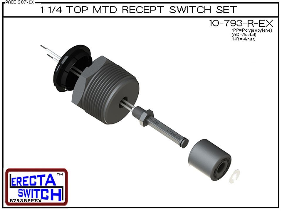 10-793-R-PP 1-1/4 Top MTD Recept Level Switch Set (Polypropylene) - Image 4