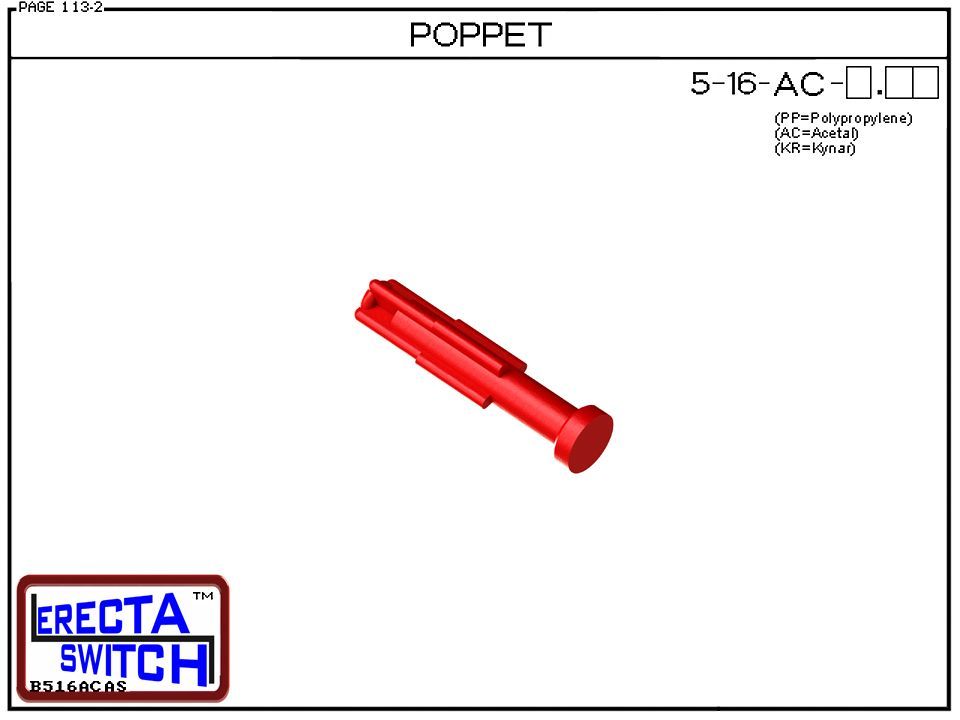 5-16-AC Flow Switch Replacement Poppet (Acetal) - Image 2