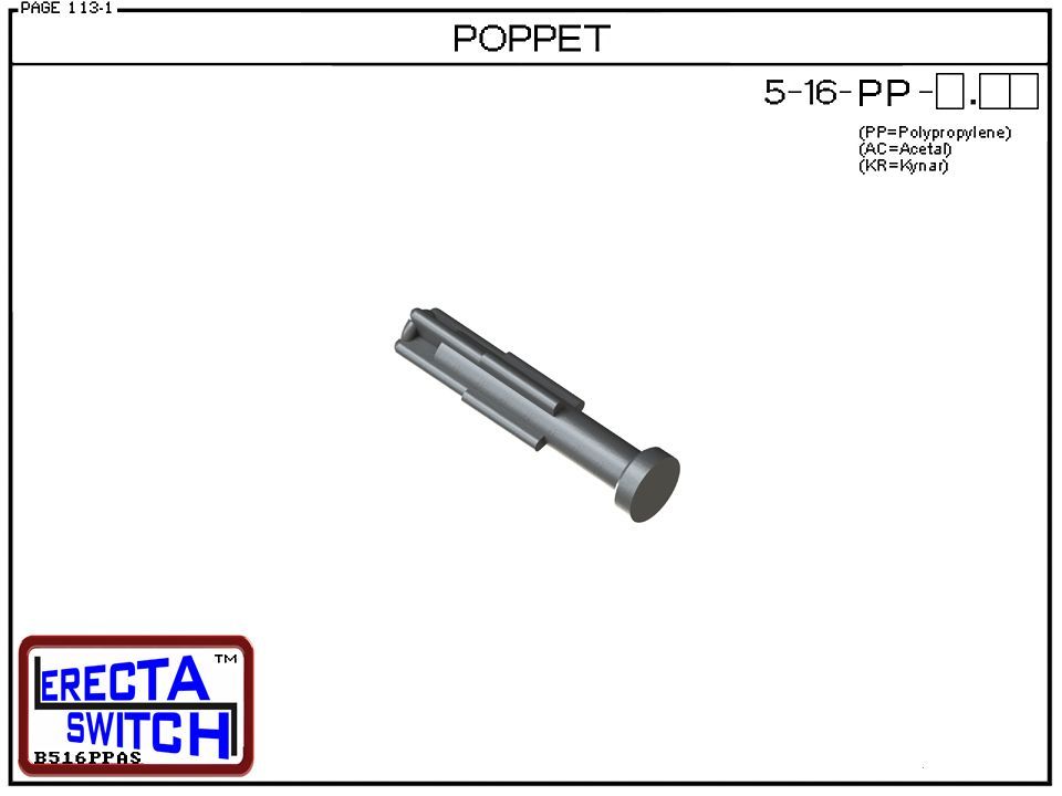 5-16-PP Flow Switch Replacement Poppet (Polypropylene) - Image 2