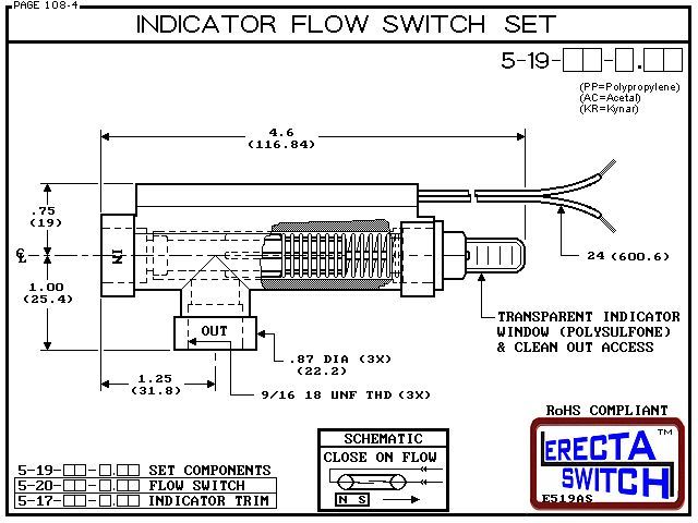 5-19-AC Indicator Flow Switch Set (Acetal) - Image 3