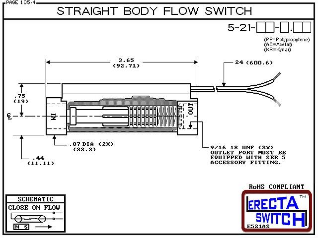 5-21-KR Straight Body Flow Switch (PVDF Kynar) - Image 3