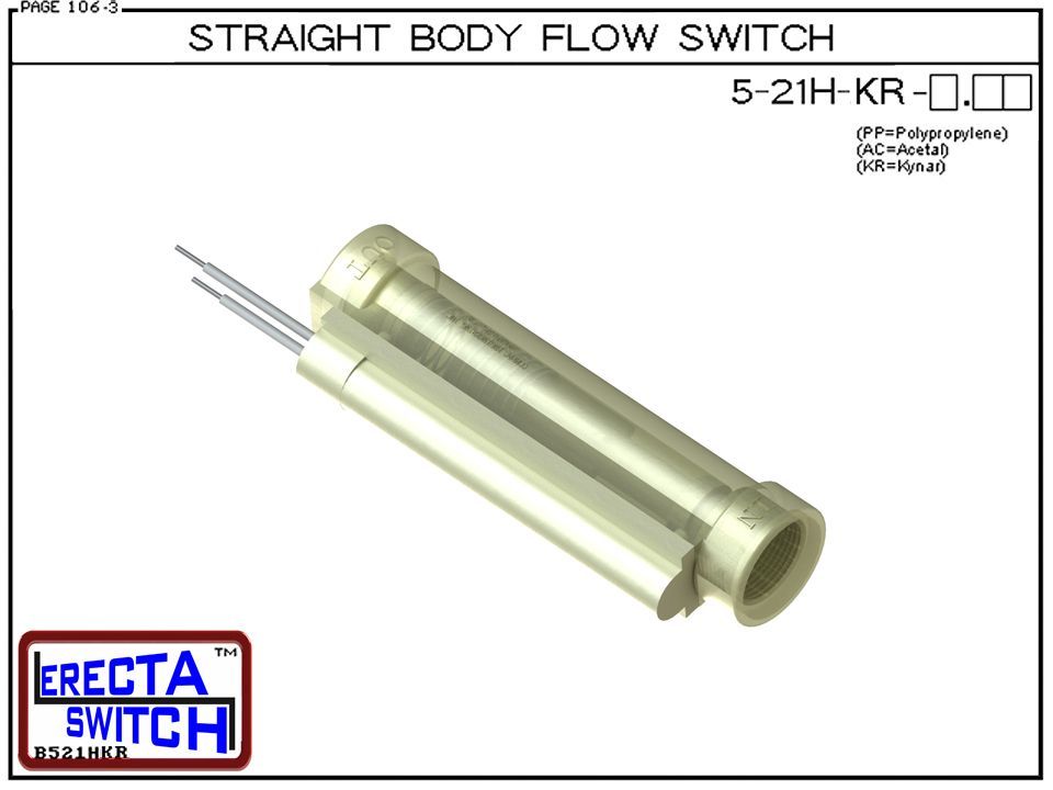 5-21H-KR Straight Body Flow Switch (PVDF Kynar) - Image 2