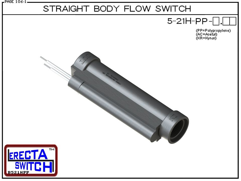 5-21H-PP Straight Body Flow Switch (Polypropylene) - Image 2