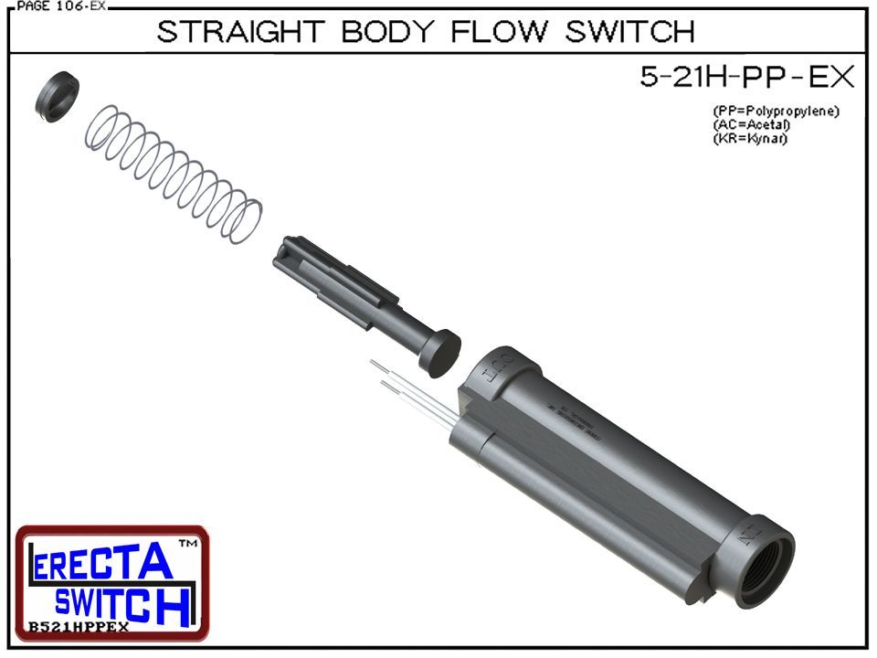 5-21H-KR Straight Body Flow Switch (PVDF Kynar) - Image 4