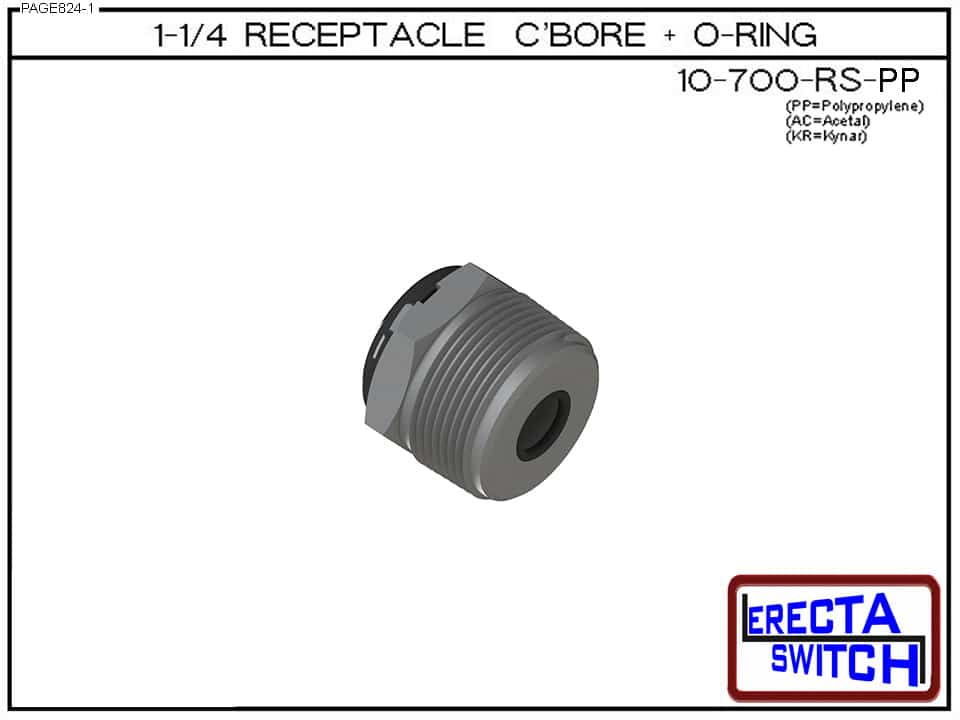 10-700-RS-PP 1-1/4 NPT C’bore + O ring Wiring Receptacle. (Polypropylene) - 10 Pack - Image 2