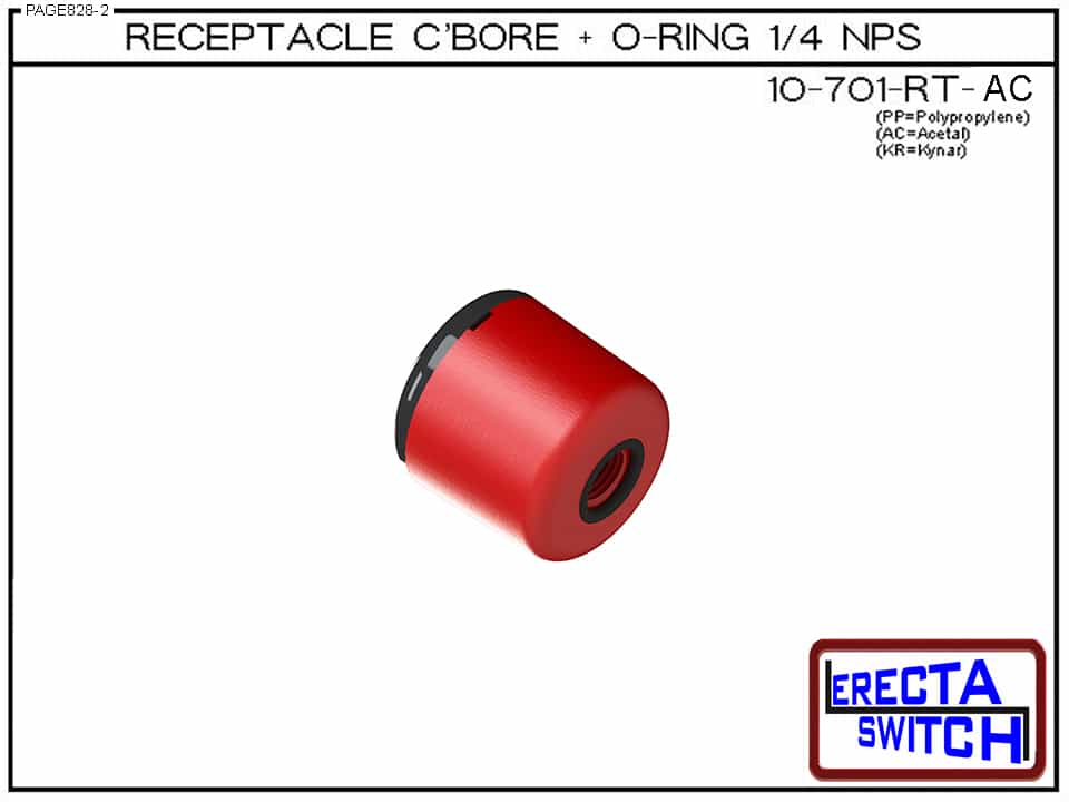 10-701-RT-AC Round Receptacle with C’bore + O ring ¼ NPS Wiring. (Acetal) - Image 2