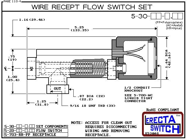 5-30-AC Wire Receptacle Flow Switch Set (Acetal) - Image 3